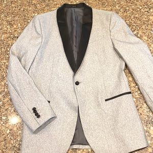 JF J. Ferrar Slim Tuxedo Jacket Silver Sparkle